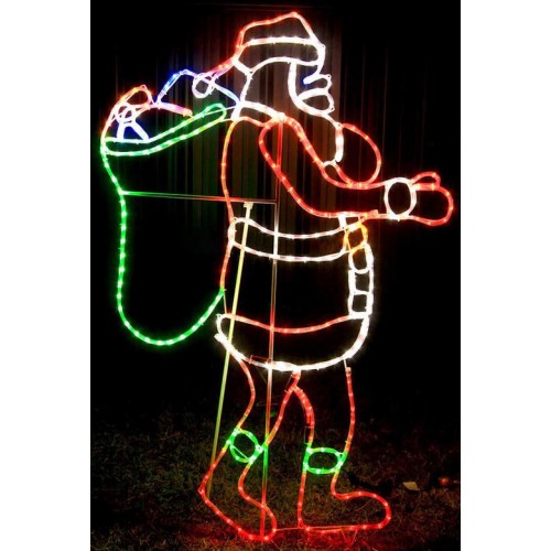 Santa Carrying A Bag Legs Moving Christmas Lights Motif
